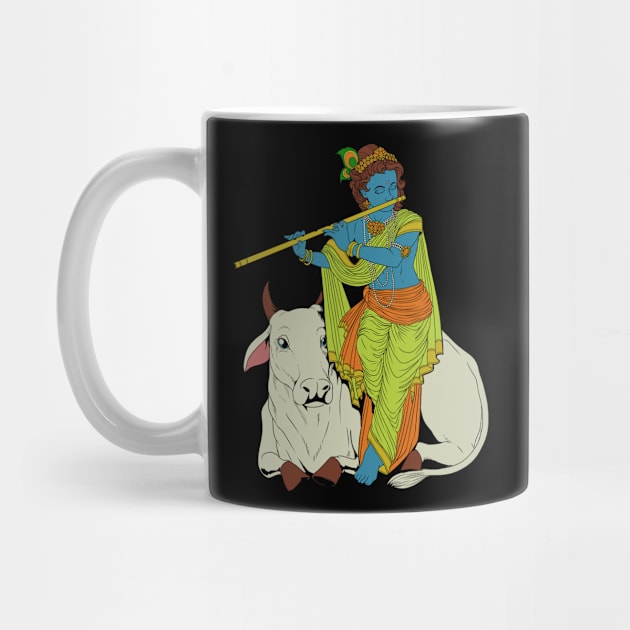 Hindu god - the blue flute player Krishna by Modern Medieval Design